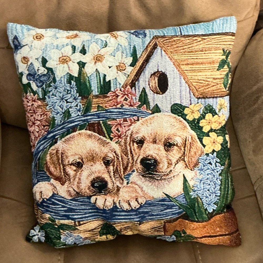 Golden Retriever Puppies Colorful Pillow and Pillow Cover 16”x16”